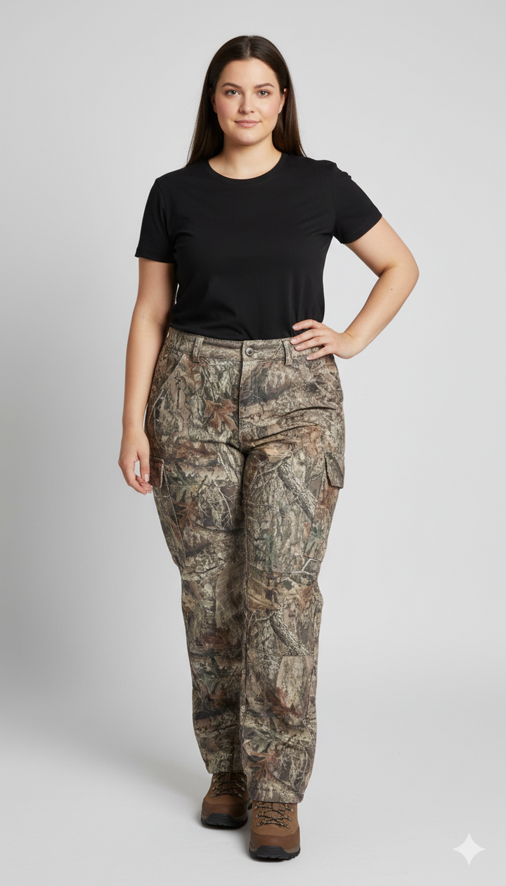 Cargo Byxor - Låg midja - Kamouflage - Baggy Byxor - Dambyxor-Eva Jonsson