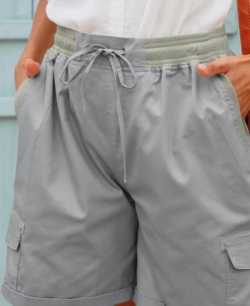 Cargo Shorts - Högmidjade fritidsshorts med dragsko för kvinnor-Eva Jonsson