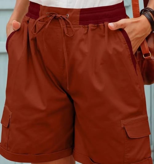 Cargo Shorts - Högmidjade fritidsshorts med dragsko för kvinnor-Eva Jonsson