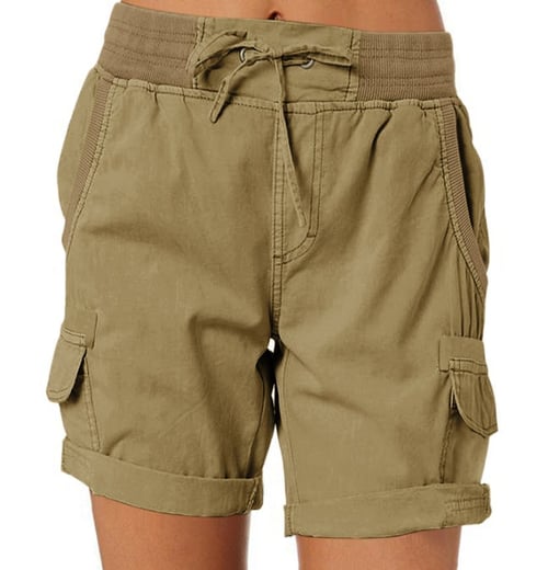 Cargo Shorts - Högmidjade fritidsshorts med dragsko för kvinnor-Eva Jonsson