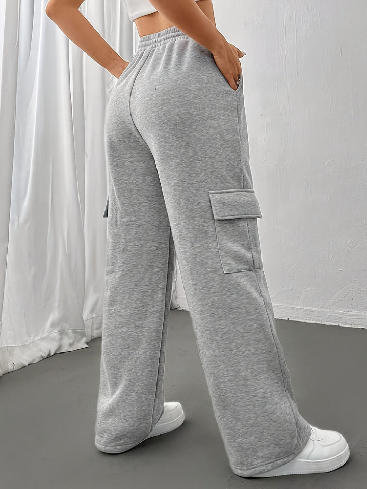 Cargo Sweatpants - Elastisk Midja - Dragsko - Joggers med vida ben - Cargo Joggers för dam-Eva Jonsson