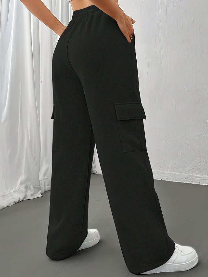 Cargo Sweatpants - Elastisk Midja - Dragsko - Joggers med vida ben - Cargo Joggers för dam-Eva Jonsson