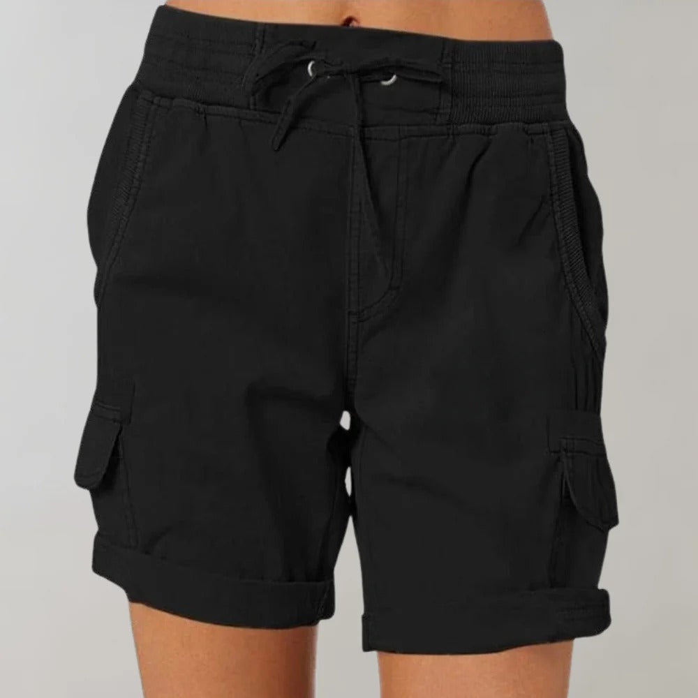 Cargoshorts – hög midja – dragsko – casual shorts – damshorts-Eva Jonsson