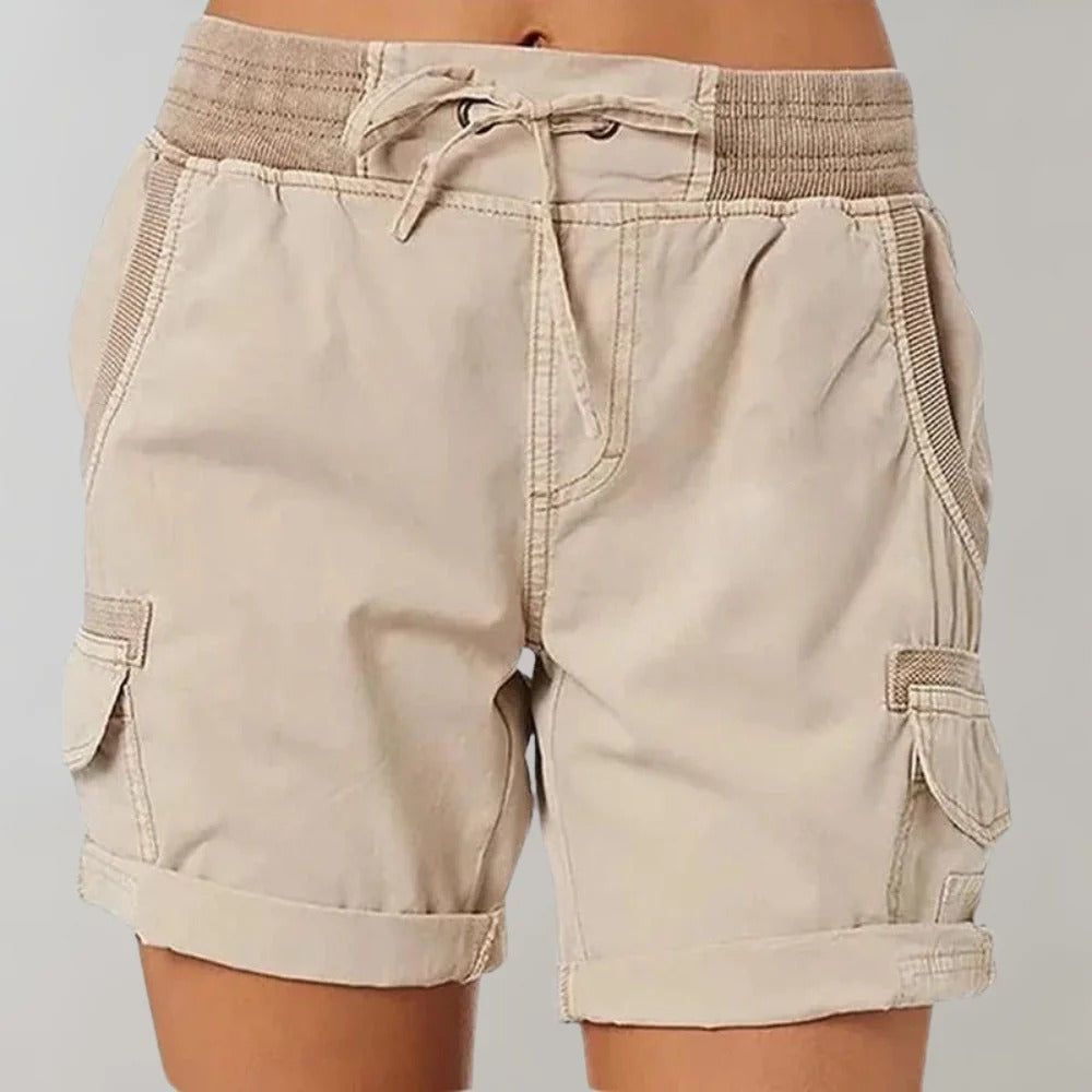 Cargoshorts – hög midja – dragsko – casual shorts – damshorts-Eva Jonsson