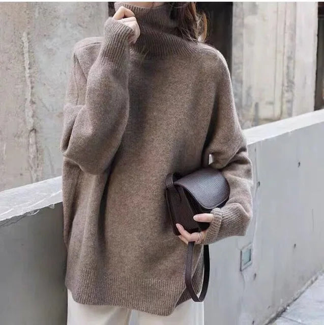 Cashmere Jumper - Stickad - Rullhals - Turtleneck Jumper - Damstickat-Eva Jonsson