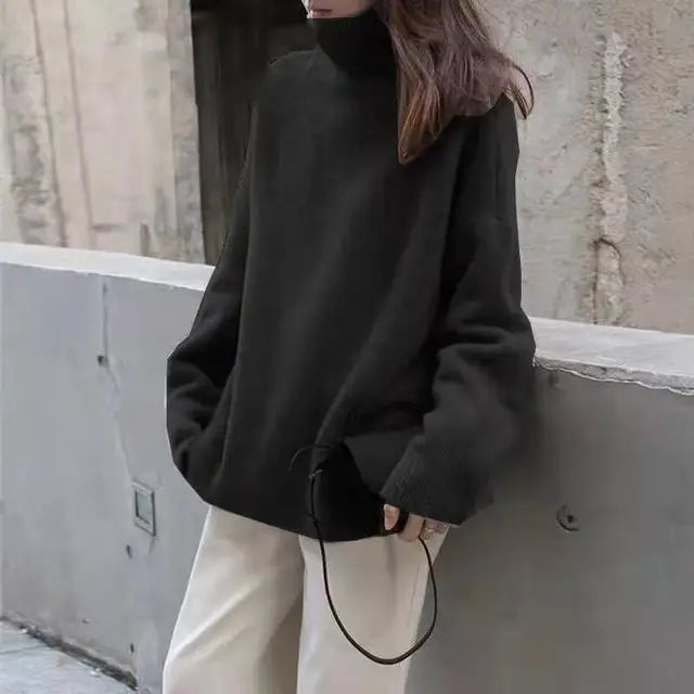 Cashmere Jumper - Stickad - Rullhals - Turtleneck Jumper - Damstickat-Eva Jonsson