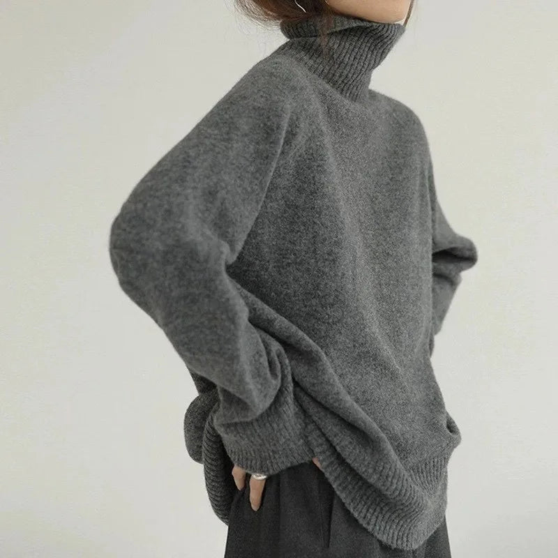 Cashmere Jumper - Stickad - Rullhals - Turtleneck Jumper - Damstickat-Eva Jonsson