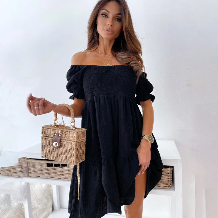 Charley - Snygg Sommarklänning med Off Shoulder-design-Eva Jonsson