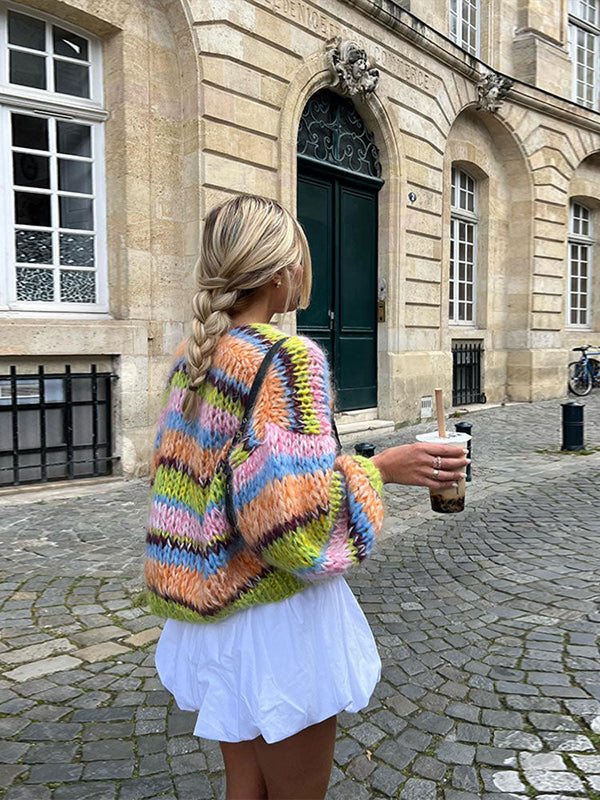 Chunky Cardigan | Cropped | Open Front | Stickad Cardigan | Damkläder-Eva Jonsson