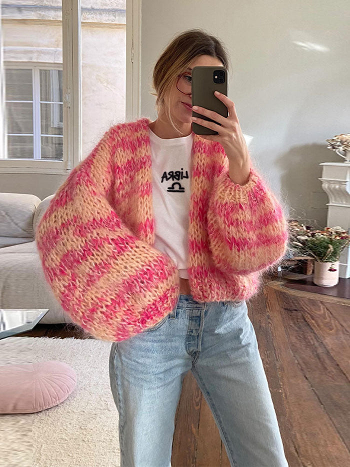 Chunky Cardigan | Cropped | Open Front | Stickad Cardigan | Damkläder-Eva Jonsson