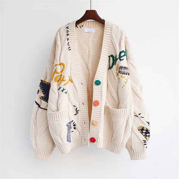 Chunky Cardigan | Knäppt | Oversized | Stickad Cardigan | Damstickat-Eva Jonsson