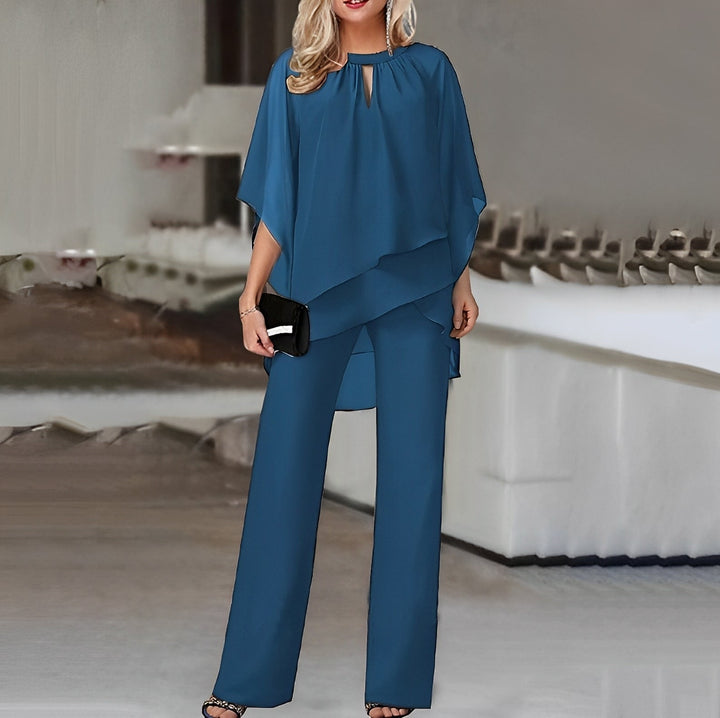 Co-Ord Set - Elegant tvådelat set med blus och byxor för kvinnor-Eva Jonsson