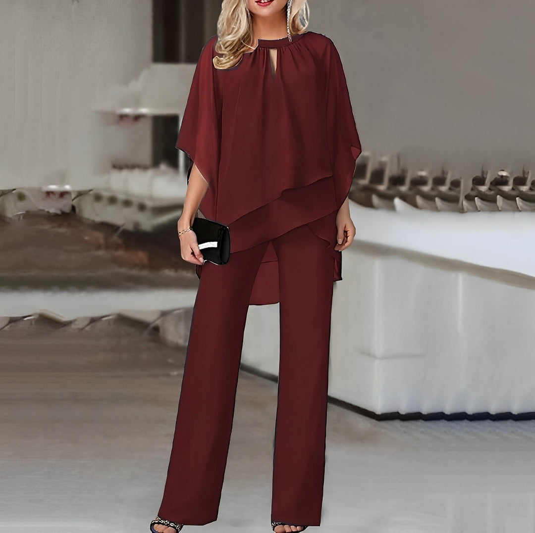 Co-Ord Set - Elegant tvådelat set med blus och byxor för kvinnor-Eva Jonsson