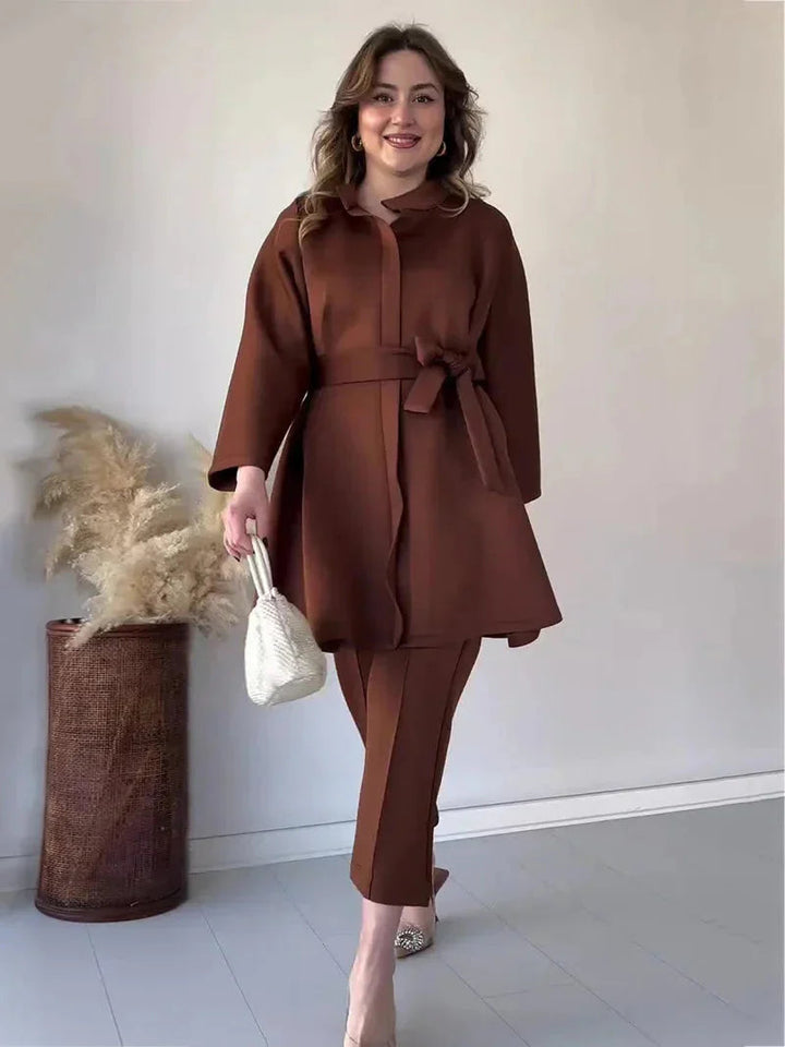 Co-Ord Set | Långärmad | Slipad Midja | Byxset | Tvådelat et för kvinnor-Eva Jonsson