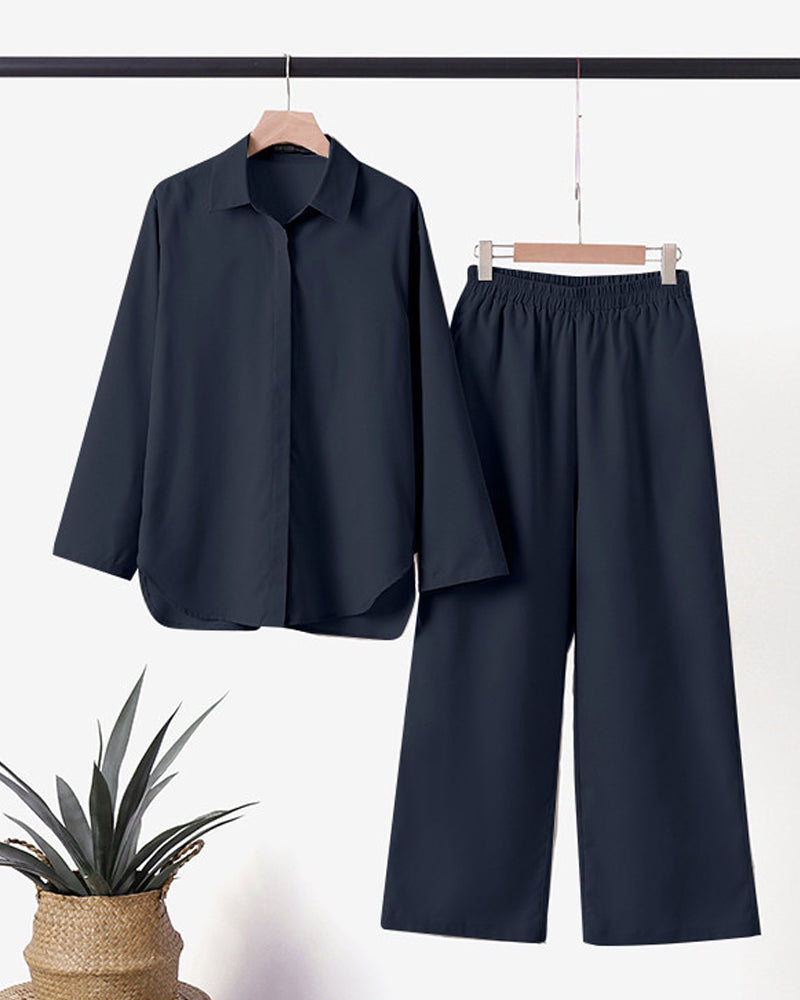 Co-Ord Set - Långärmad - Vid ben - Linne tvådelat set – Damkläder-Eva Jonsson