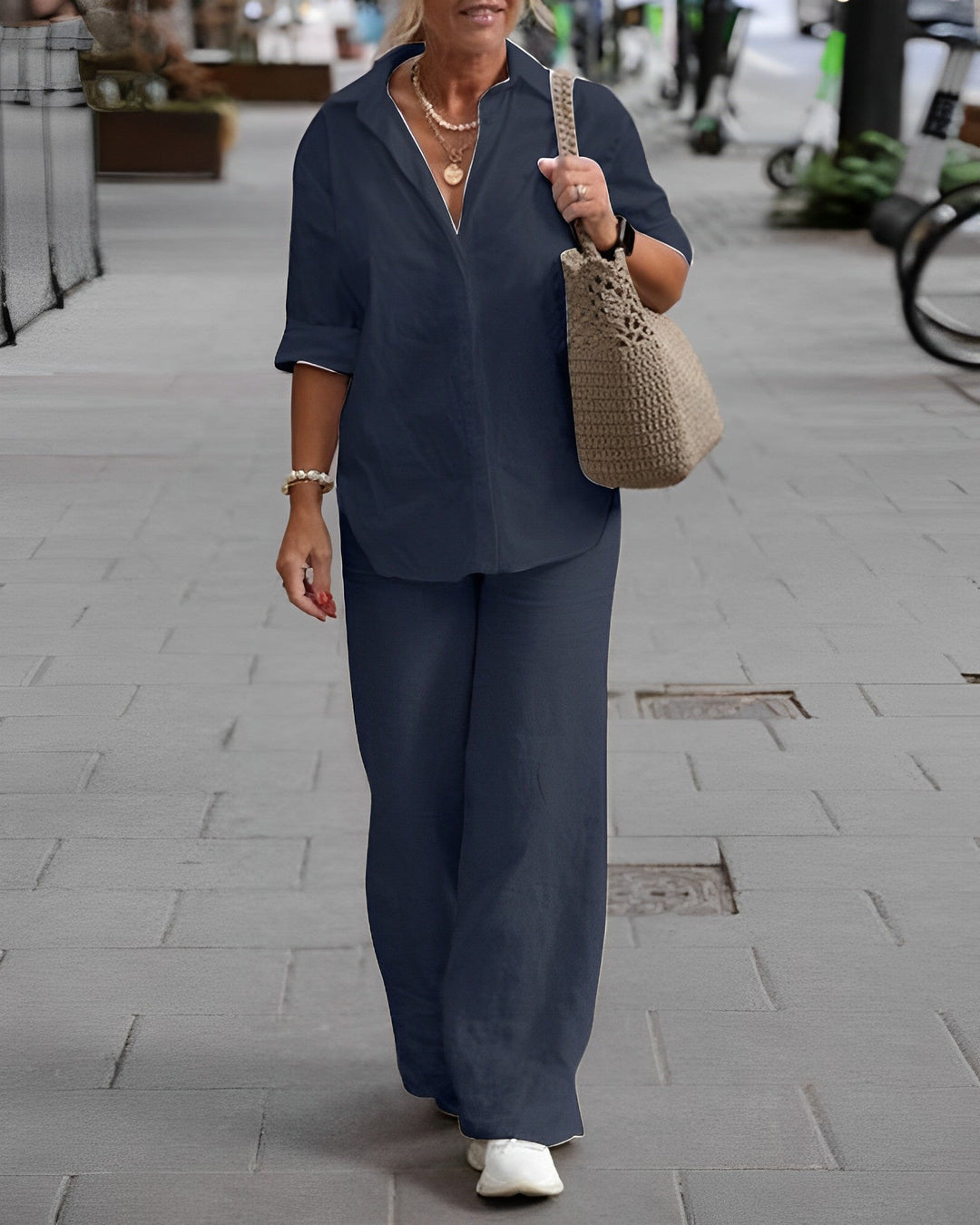 Co-Ord Set - Långärmad - Vid ben - Linne tvådelat set – Damkläder-Eva Jonsson