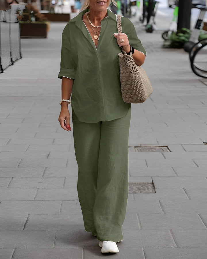 Co-Ord Set - Långärmad - Vid ben - Linne tvådelat set – Damkläder-Eva Jonsson