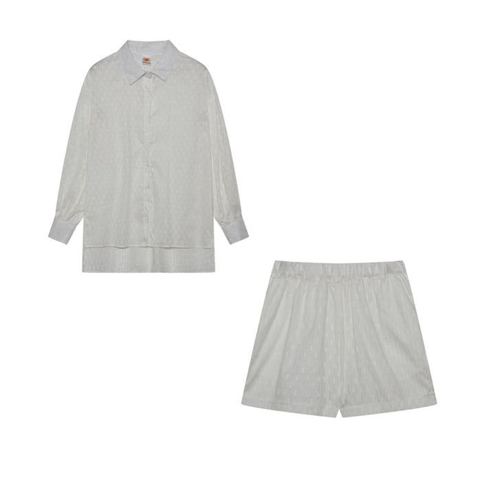 Co-Ord Set - Långärmad blus med knappar och shorts för kvinnor för sommaren-Eva Jonsson