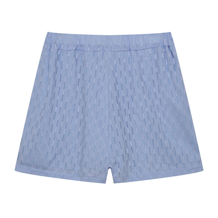 Co-Ord Set - Långärmad blus med knappar och shorts för kvinnor för sommaren-Eva Jonsson