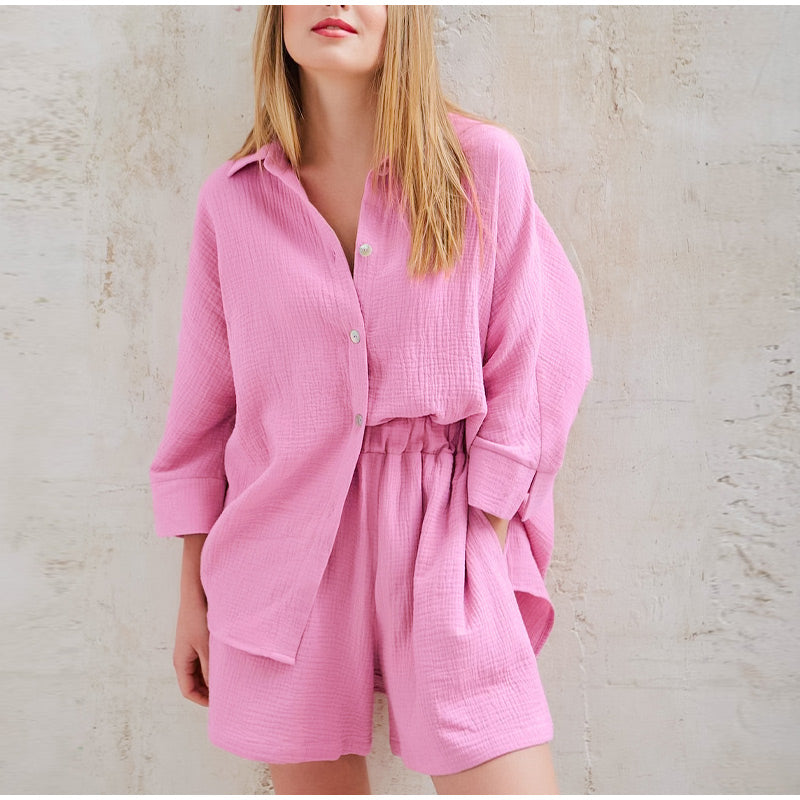 Co-Ord Set | Linne | Långärmad | Tvådelat Set | Sommarkläder för kvinnor-Eva Jonsson