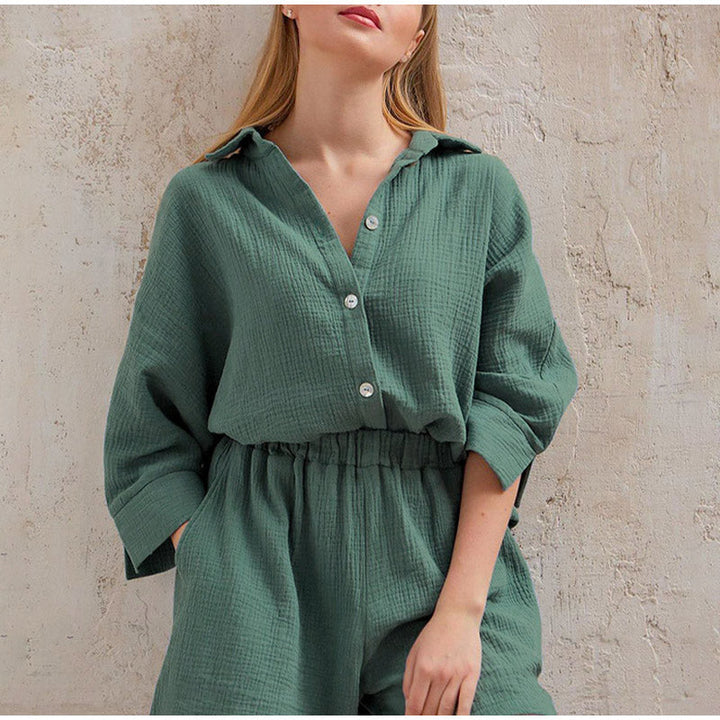 Co-Ord Set | Linne | Långärmad | Tvådelat Set | Sommarkläder för kvinnor-Eva Jonsson