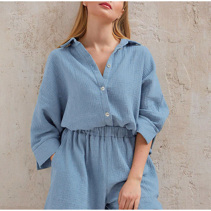 Co-Ord Set | Linne | Långärmad | Tvådelat Set | Sommarkläder för kvinnor-Eva Jonsson