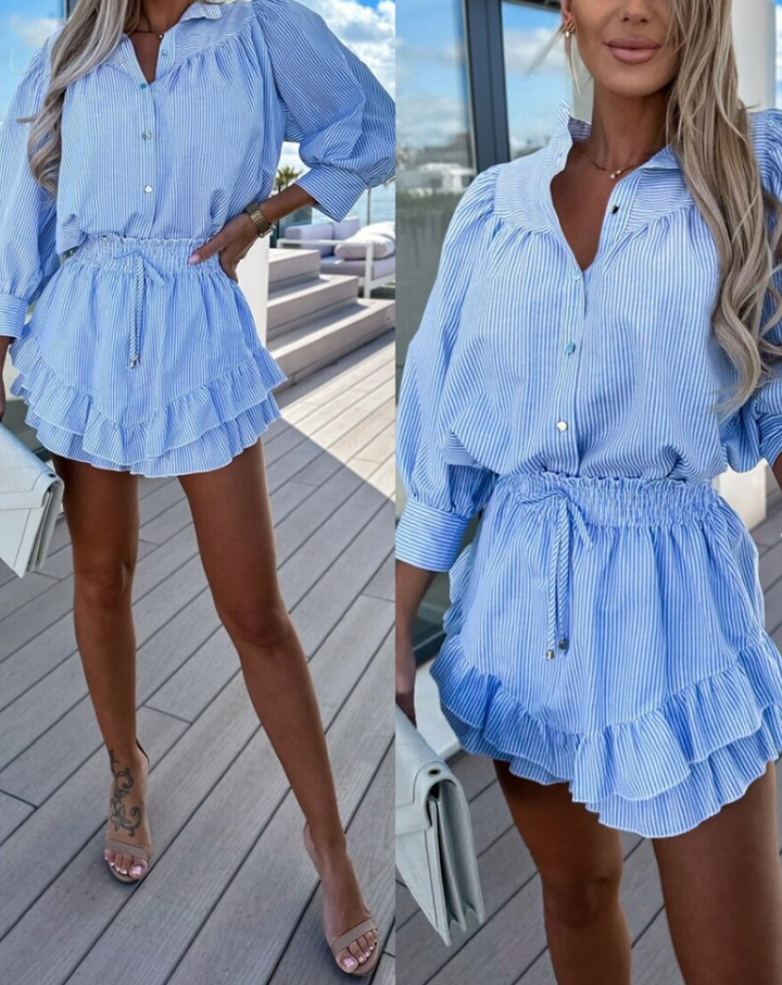 Co-Ord Set | Minikjol | Ruffle | Kjol och blus Set | Sommarkläder för Kvinnor-Eva Jonsson