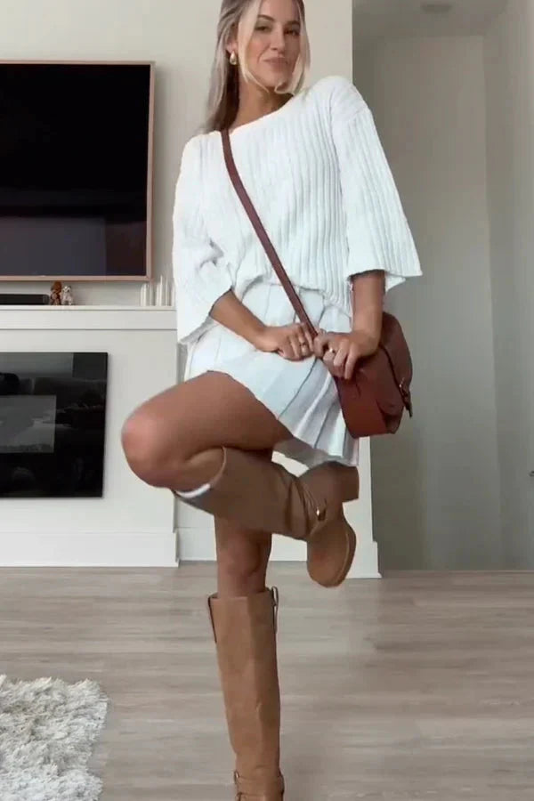 Co-Ord Set - Stickad tröja - Minikjol - Kjol- och blus-set - Tvådelat set för kvinnor-Eva Jonsson