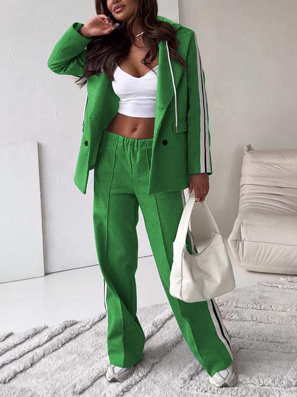 Co-Ord Set - Tvådelat set med blazer och joggingbyxor med vida ben för kvinnor-Eva Jonsson
