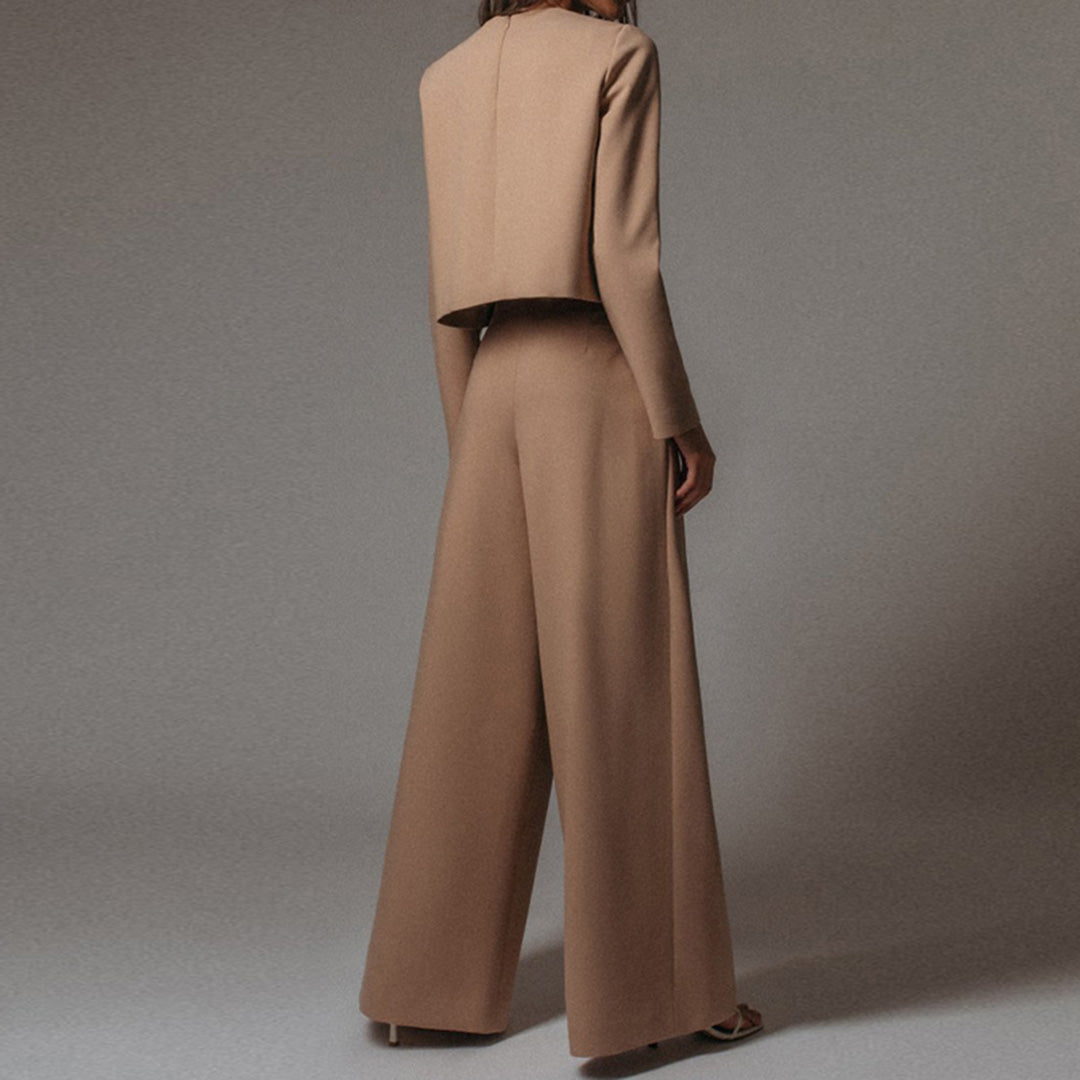 Co-Ord Set för kvinnor - Vida ben - Långärmad - Blus och byxor - Tvådelat set-Eva Jonsson