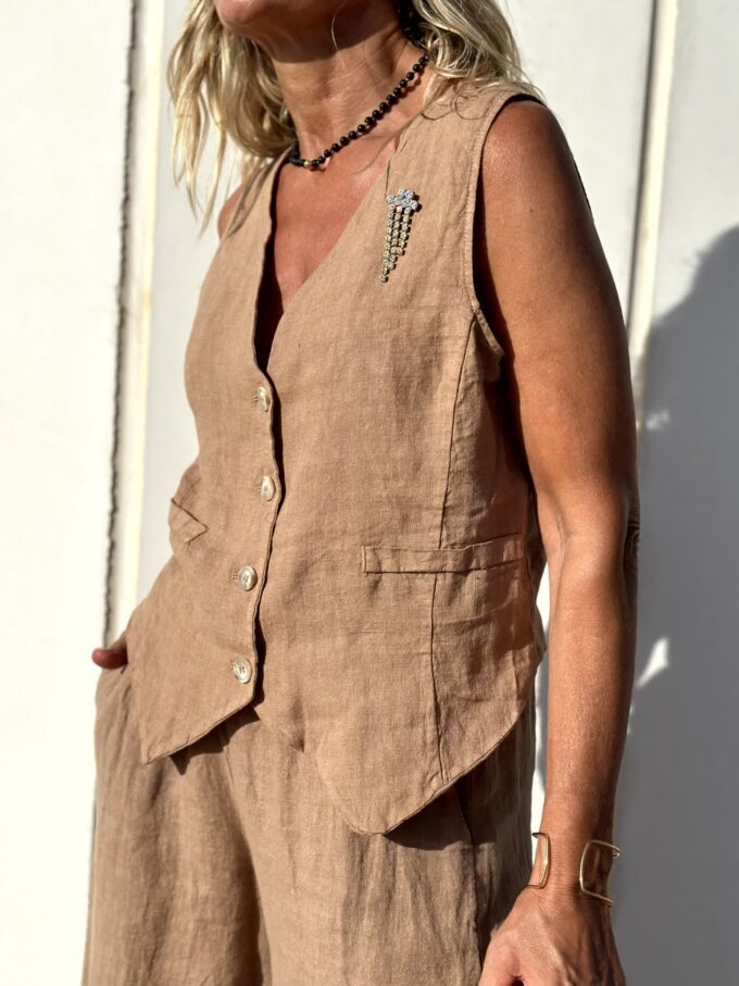 Co-ord set | vida ben | ärmlös | väst och byxor | tvådelat set för kvinnor-Eva Jonsson