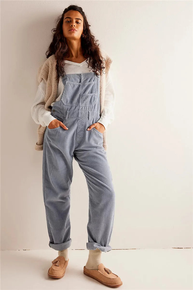 Corduroy Dungarees | Ärmlös | Jumpsuit | Cord Overalls | Damkläder-Eva Jonsson