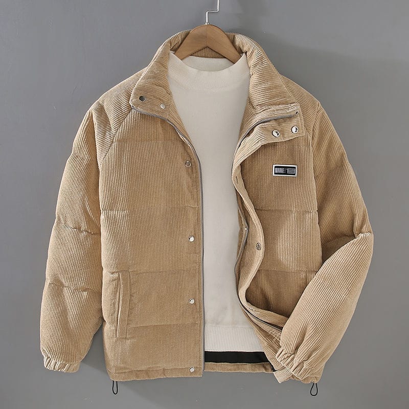 Corduroy Jacka - Varm - Zip-Up - Pufferjacka - Vinterjacka för Herrar-Eva Jonsson