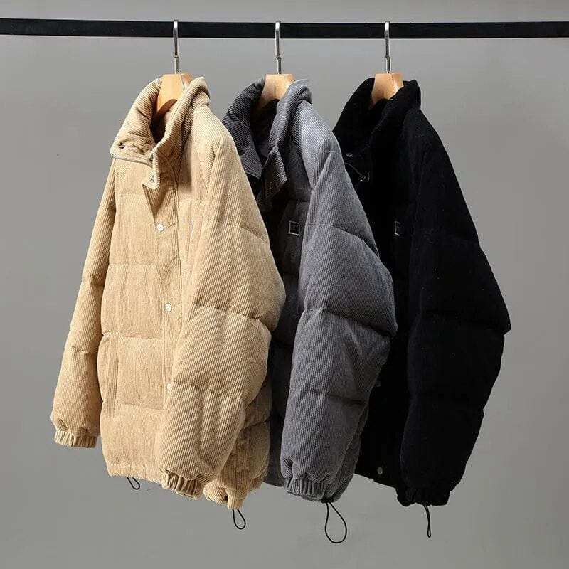 Corduroy Jacka - Varm - Zip-Up - Pufferjacka - Vinterjacka för Herrar-Eva Jonsson