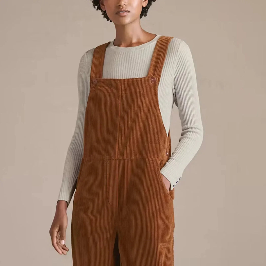 Corduroy-overall | Brun | Ärmlös | Corduroy-jumpsuit | Damoverall-Eva Jonsson