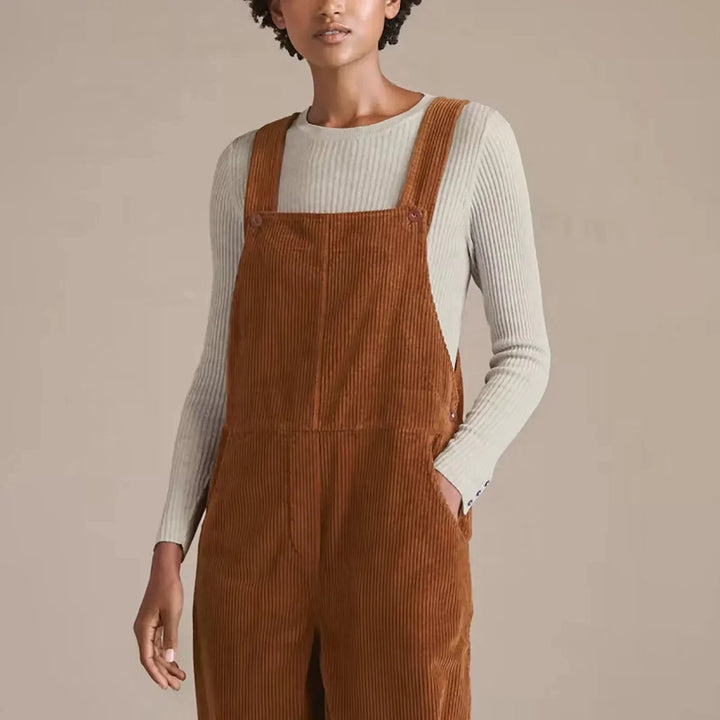 Corduroy-overall | Brun | Ärmlös | Corduroy-jumpsuit | Damoverall-Eva Jonsson