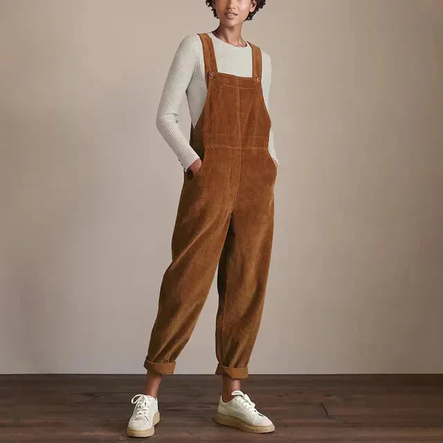 Corduroy-overall | Brun | Ärmlös | Corduroy-jumpsuit | Damoverall-Eva Jonsson
