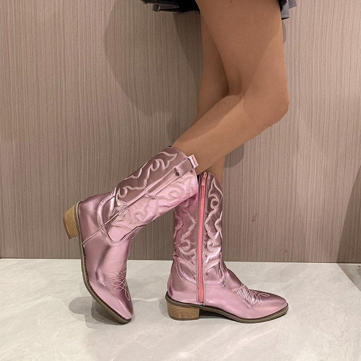 Cowboystövlar - Metallic - Mid Heel - Western Boots - Cowgirl Boots-Eva Jonsson