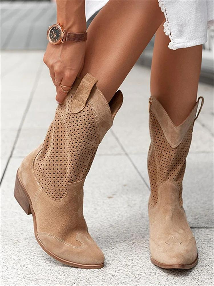 Cowboystövlar | Mid Calf | Block Heel | Cowgirl Boots | Damstövlar-Eva Jonsson