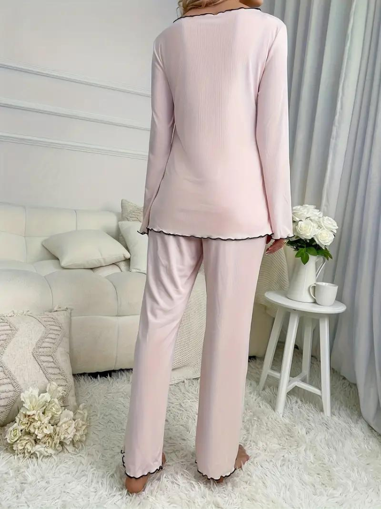 Cristine Pyjamas Set | Långärmat nattlinne för kvinnor-Eva Jonsson