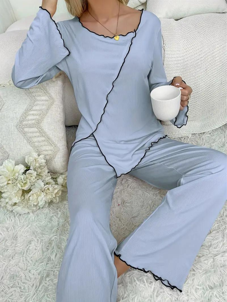 Cristine Pyjamas Set | Långärmat nattlinne för kvinnor-Eva Jonsson