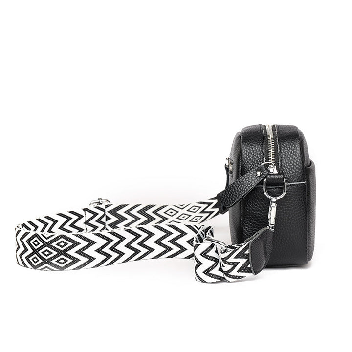 Crossbody Bag - Liten axelremsväska med bred rem och dragkedja för kvinnor-Eva Jonsson
