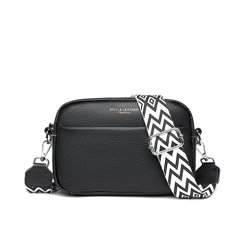 Crossbody Bag - Liten axelremsväska med bred rem och dragkedja för kvinnor-Eva Jonsson
