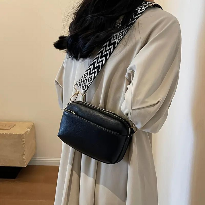 Crossbody-Väska, bred rem, PU-läder, rumpväska, miniväska-Eva Jonsson