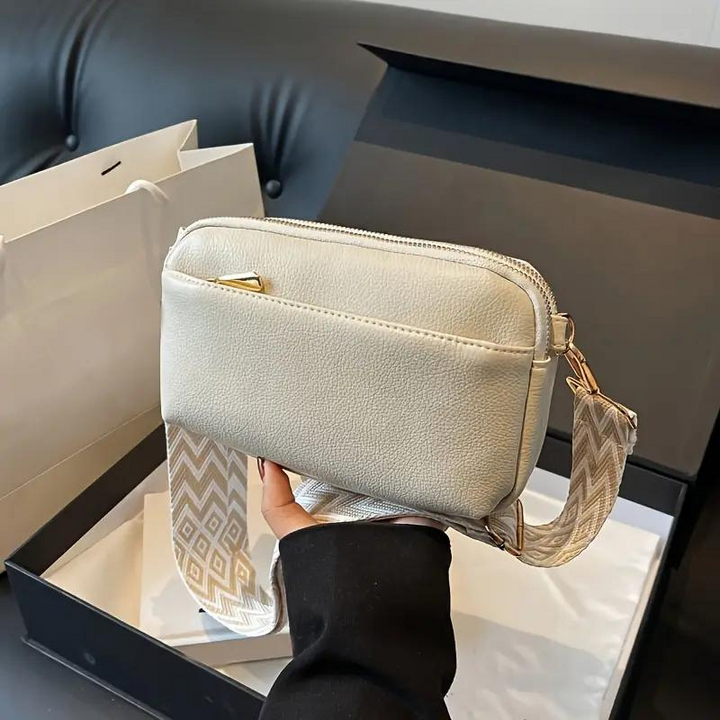 Crossbody-Väska, bred rem, PU-läder, rumpväska, miniväska-Eva Jonsson