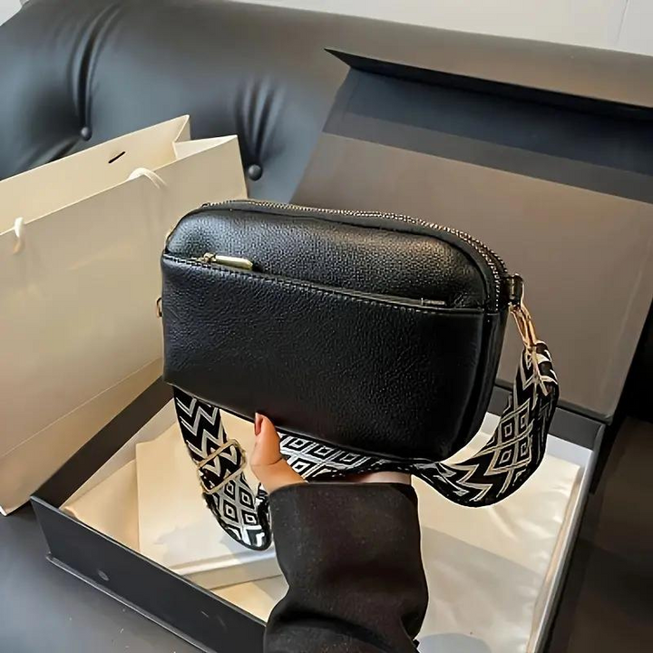 Crossbody-Väska, bred rem, PU-läder, rumpväska, miniväska-Eva Jonsson