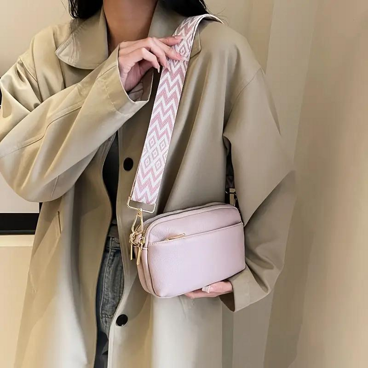 Crossbody-Väska, bred rem, PU-läder, rumpväska, miniväska-Eva Jonsson