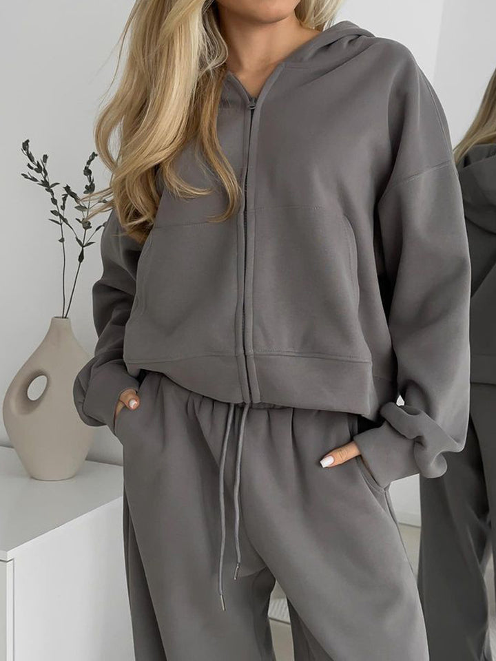 D Damen casual hoodie jacket with zipper and elastic waistband Mirla-Eva Jonsson