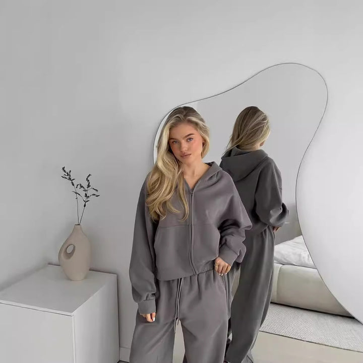 D Damen casual hoodie jacket with zipper and elastic waistband Mirla-Eva Jonsson