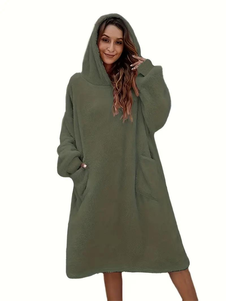 Daisy Teddyklänning med huva | Mysiga överdimensionerade loungewear-Eva Jonsson